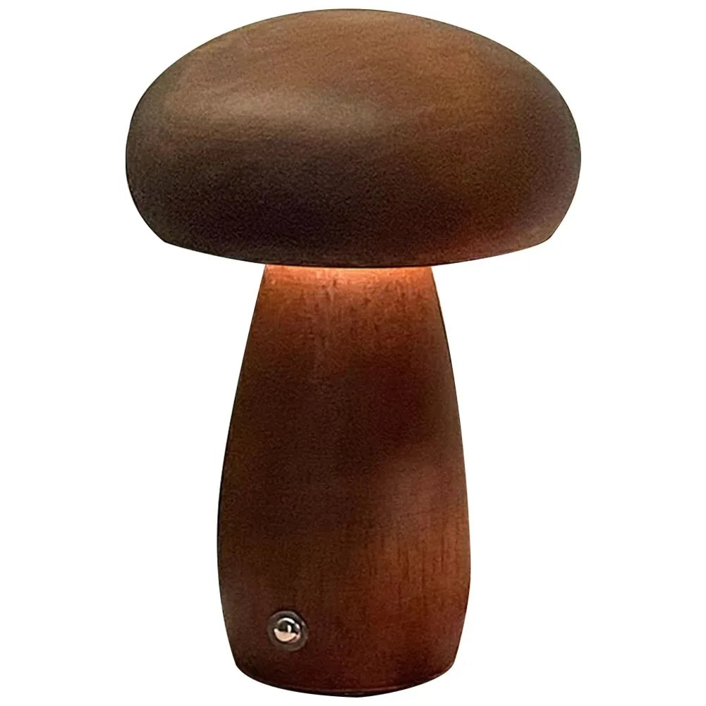 Dimbaar LED-paddenstoelnachtlampje van hout met USB-oplading