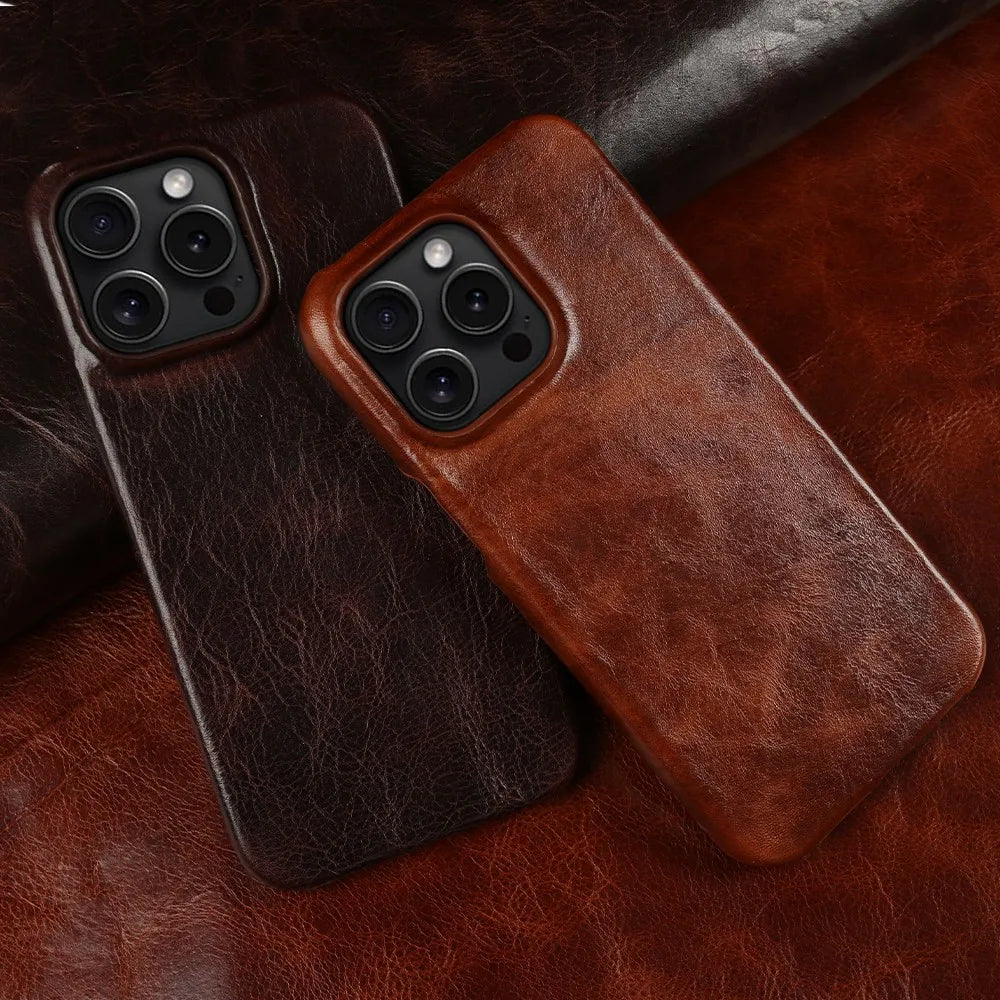 Crownline Handgemaakte iPhone Hoes Van Echte Runderleer
