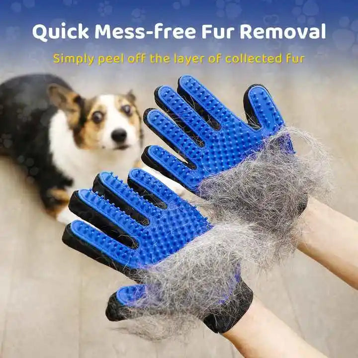 Furverzorgingshandschoen PawLiss TouchGlove | 5-Vinger-Massagehandschoen voor Honden & Katten | 23,2×17,2 cm | TPR & Mesh | Links of Rechts