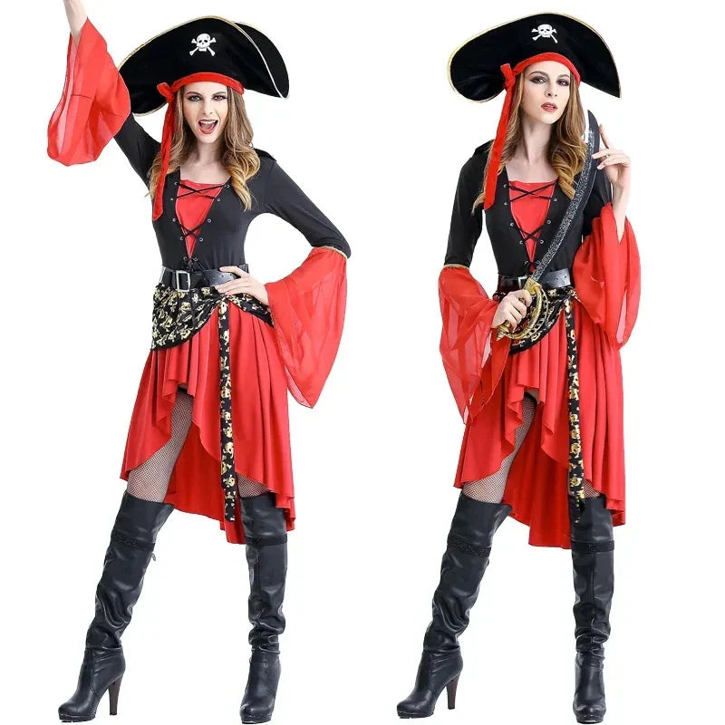 Dames Piraten Halloween Kostuum Jurk | Midi