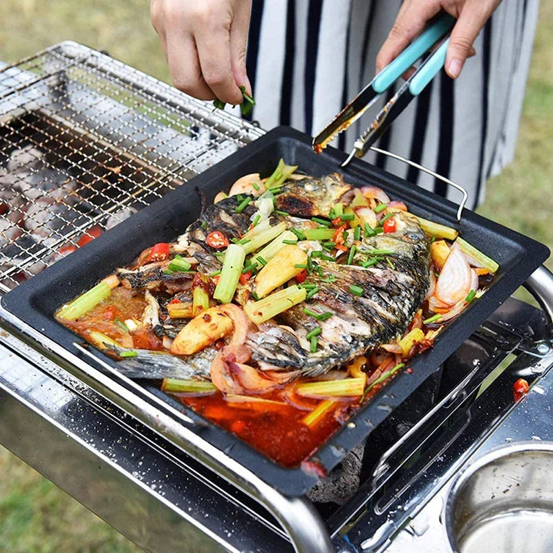 Feurossa Gietijzeren Grillplaat Omkeerbare Plaat | Voor Gasgrill & Fornuis | 25 × 30 cm | Voor Pizza, Vlees, Groenten & Vis
