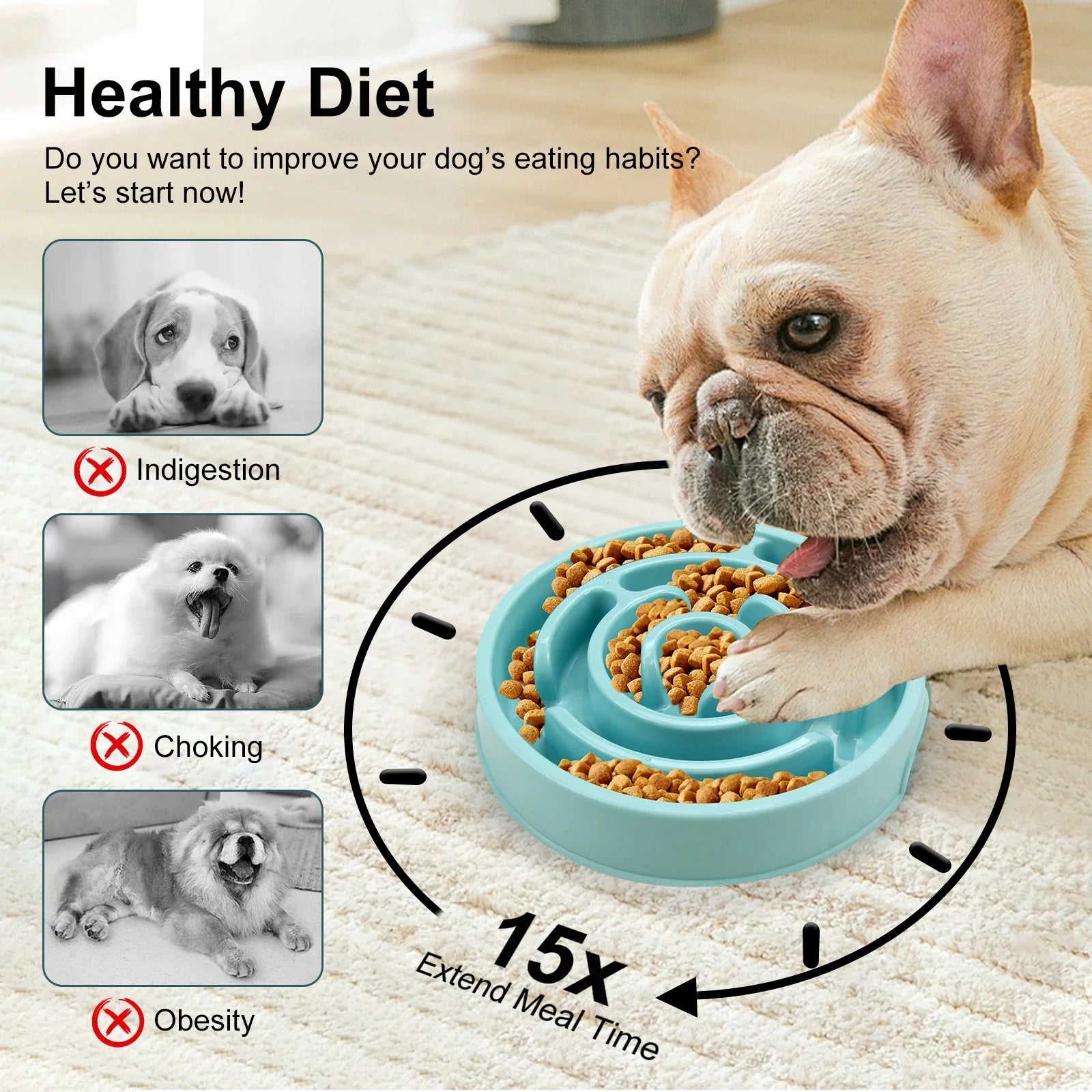 SnackMaze Kom | Anti-Schrokbak voor Honden & Katten | Antislip & BPA-vrij | Langzaam Eten voor een Gezonde Spijsvertering