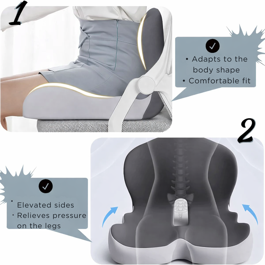 Zitkussen | Ergonomisch Memory Foam Zitkussen | Drukverlagend & Antislip | ErgoComfort