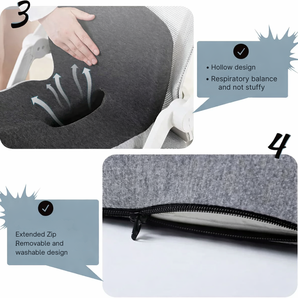 Zitkussen | Ergonomisch Memory Foam Zitkussen | Drukverlagend & Antislip | ErgoComfort