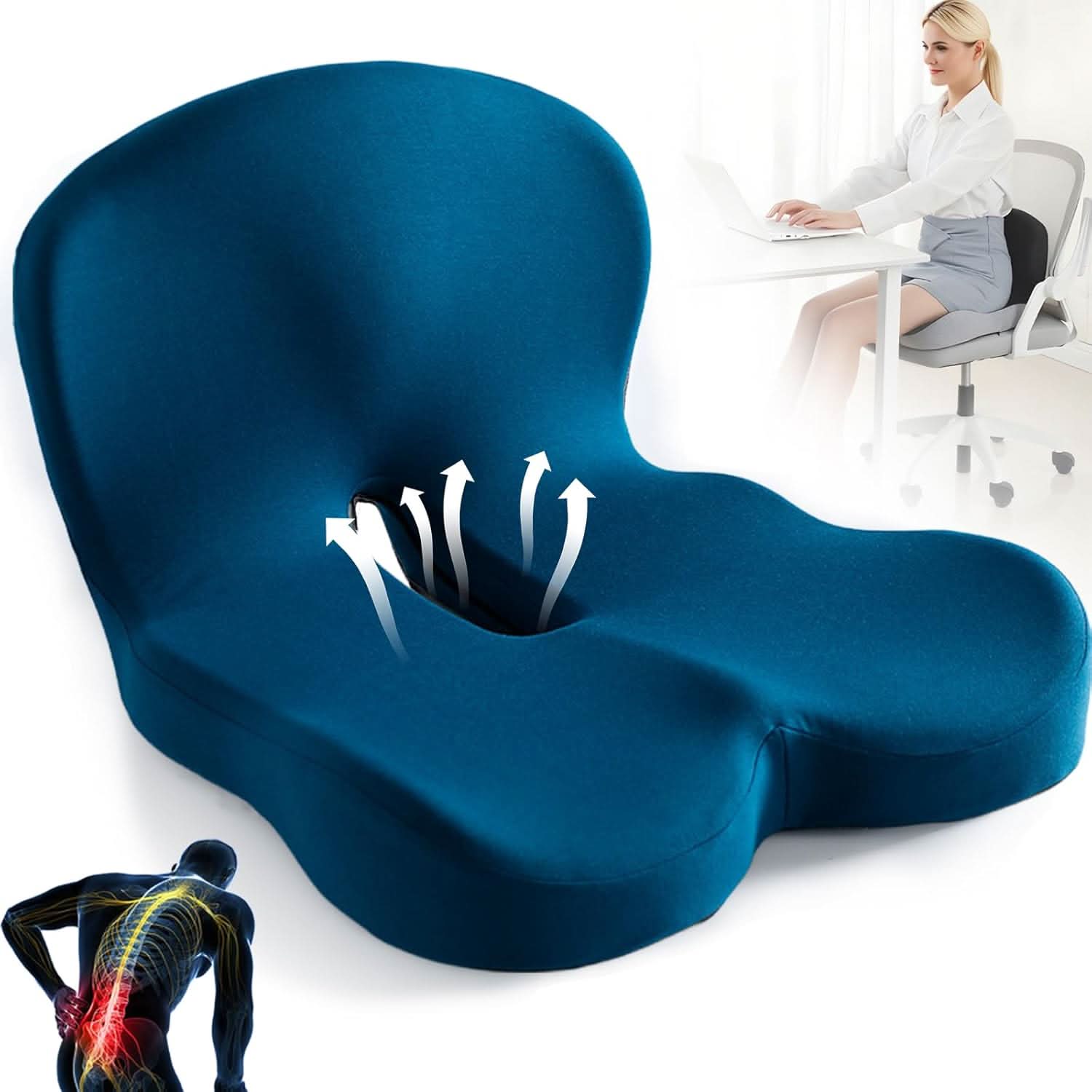 Zitkussen | Ergonomisch Memory Foam Zitkussen | Drukverlagend & Antislip | ErgoComfort