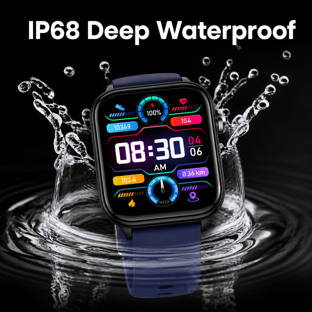 Smartwatch met SOS-noodalarm en valdetectie | Hartslag-, zuurstof- en activiteitsmeting | Bluetooth en waterdicht