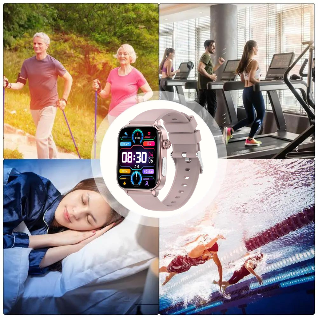 Smartwatch met SOS-noodalarm en valdetectie | Hartslag-, zuurstof- en activiteitsmeting | Bluetooth en waterdicht