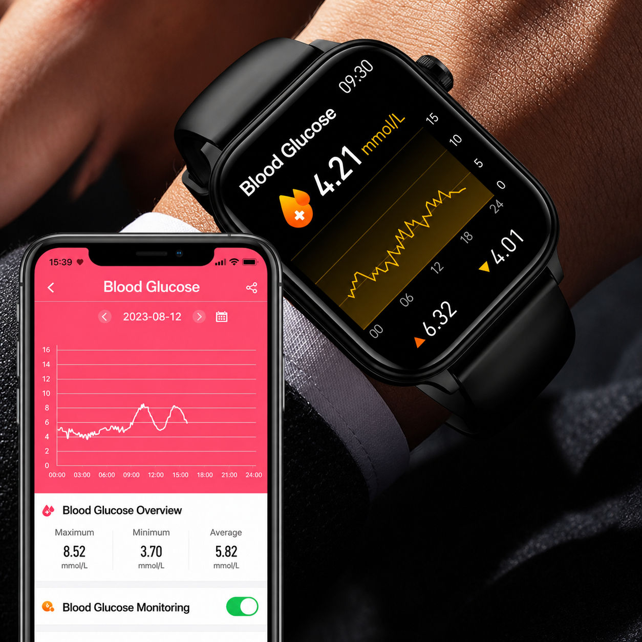 Smartwatch met SOS-noodalarm en valdetectie | Hartslag-, zuurstof- en activiteitsmeting | Bluetooth en waterdicht