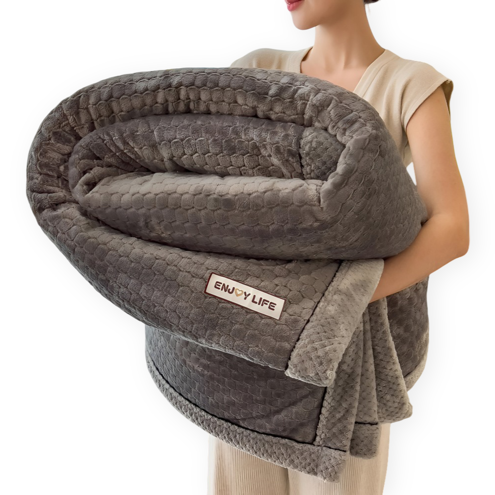 Zachte Fleece Deken met Patchworkpatroon – Warme Winterplaid van 300–350 g/m²