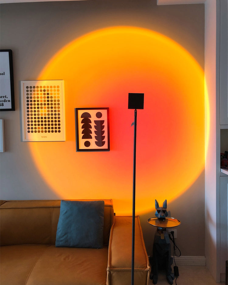 Frendorf | LED Kleurenprojector Vloerlamp | Minimalistisch Halo Licht Effect