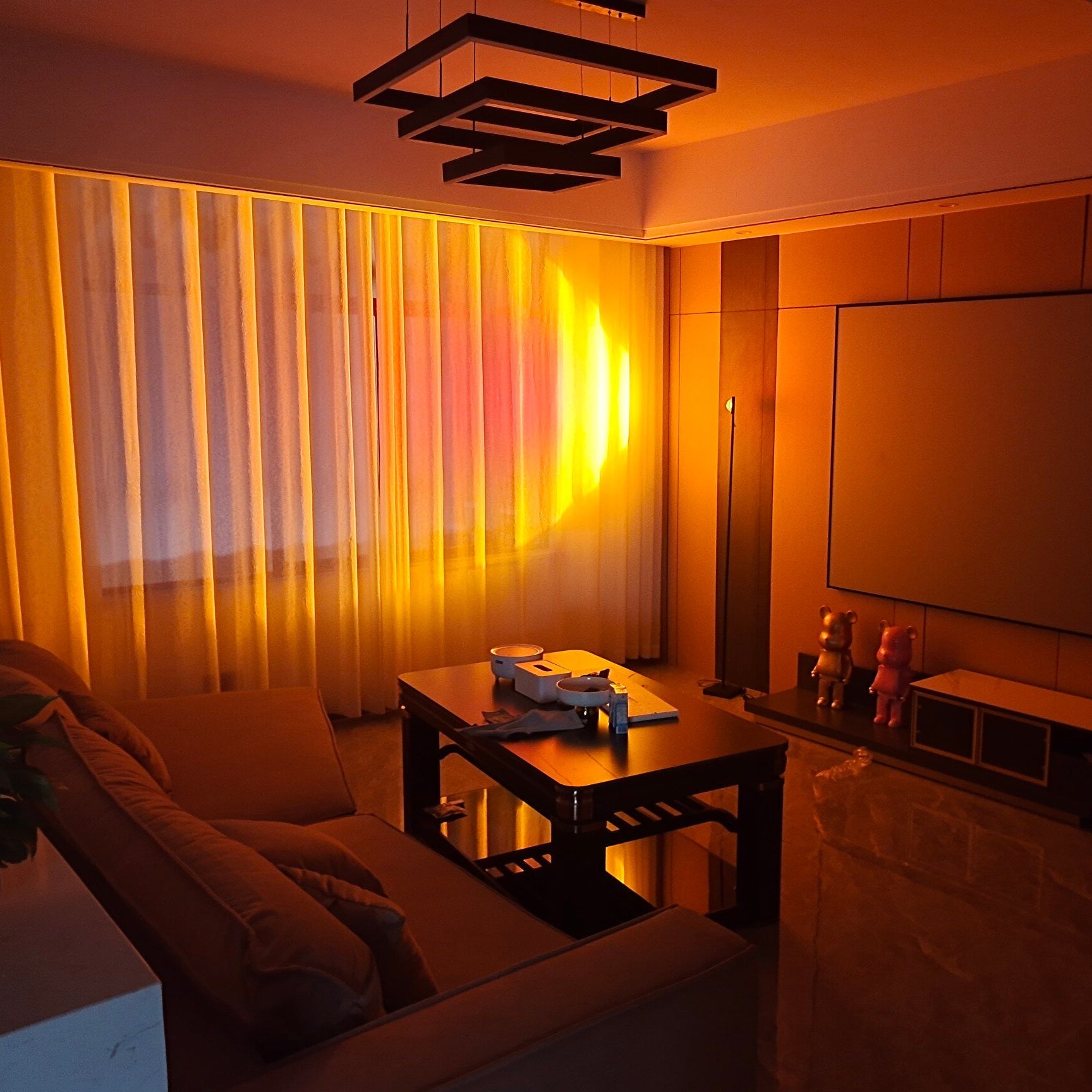 Frendorf | LED Kleurenprojector Vloerlamp | Minimalistisch Halo Licht Effect