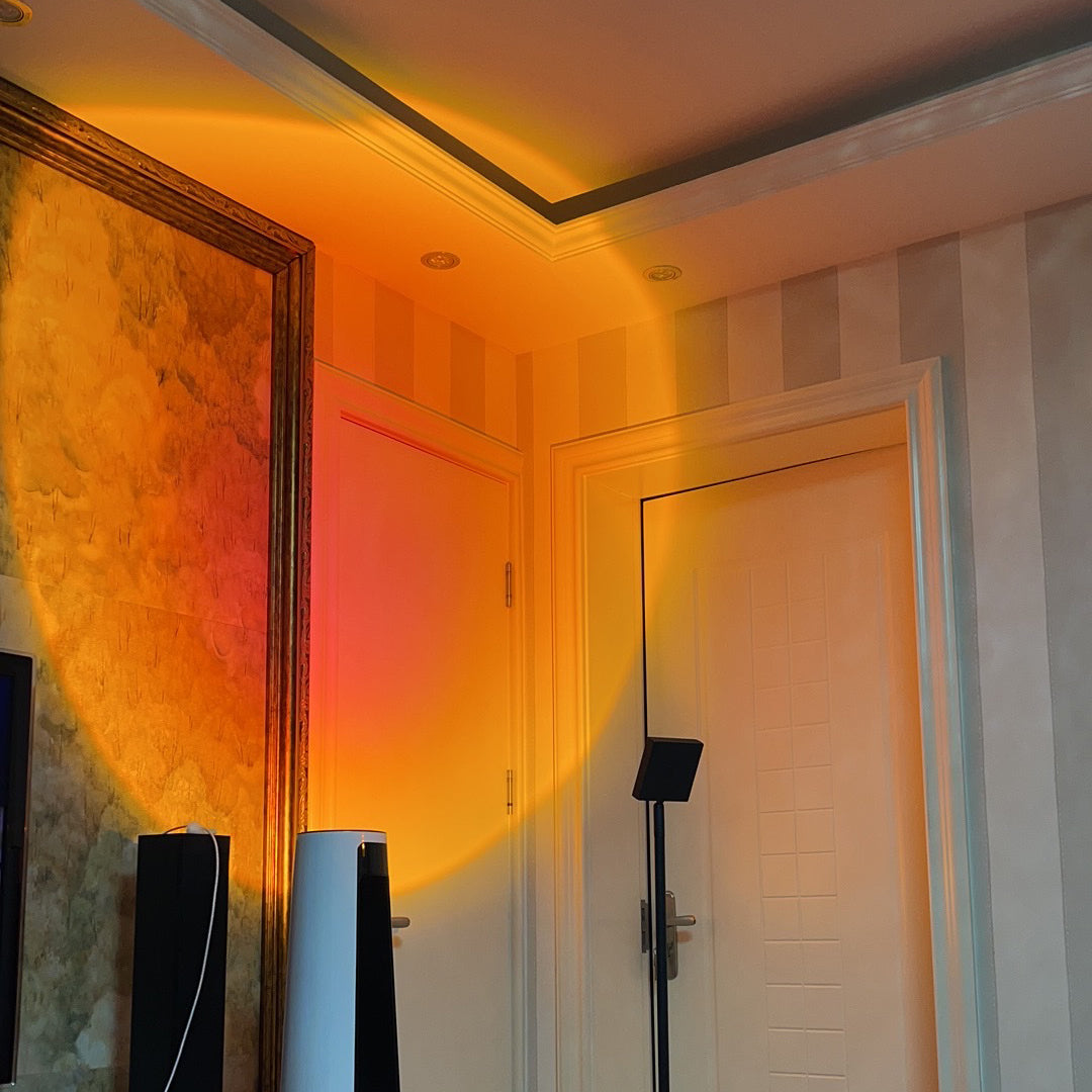 Frendorf | LED Kleurenprojector Vloerlamp | Minimalistisch Halo Licht Effect