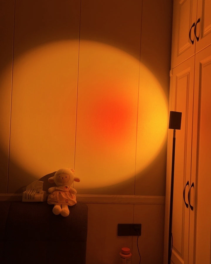 Frendorf | LED Kleurenprojector Vloerlamp | Minimalistisch Halo Licht Effect