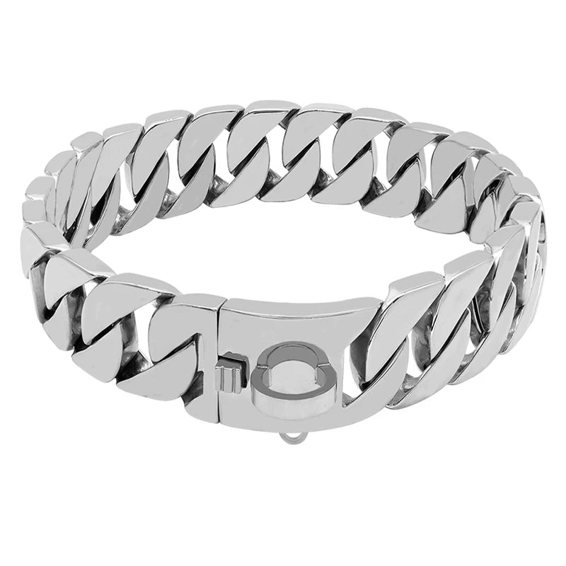 KrachtHals Metalen Hondenhalsband – Robuuste RVS Halsband voor Grote Honden
