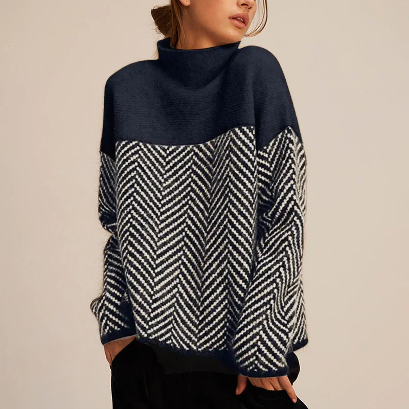 Eireann Luxe Trui | Gezellige Rollkragenpullover in Chevronpatroon voor stijlvolle warmte