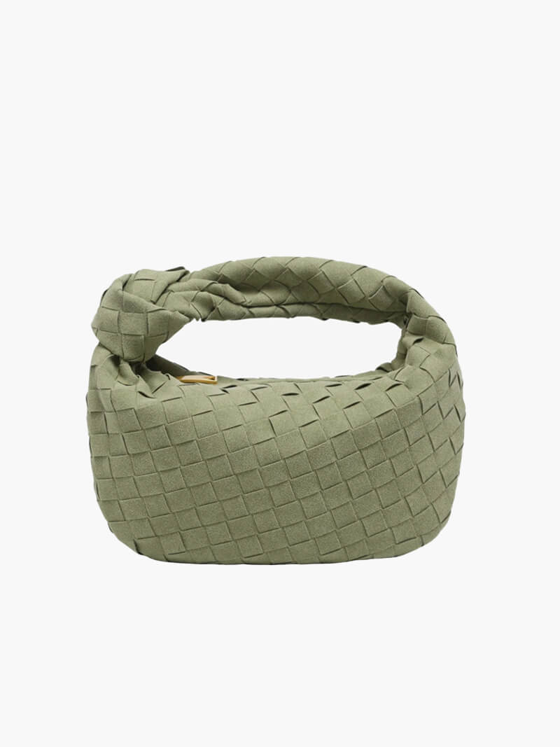 Veganistische Suède Schoudertas voor Dames met Knoopontwerp, Elegant en Compact