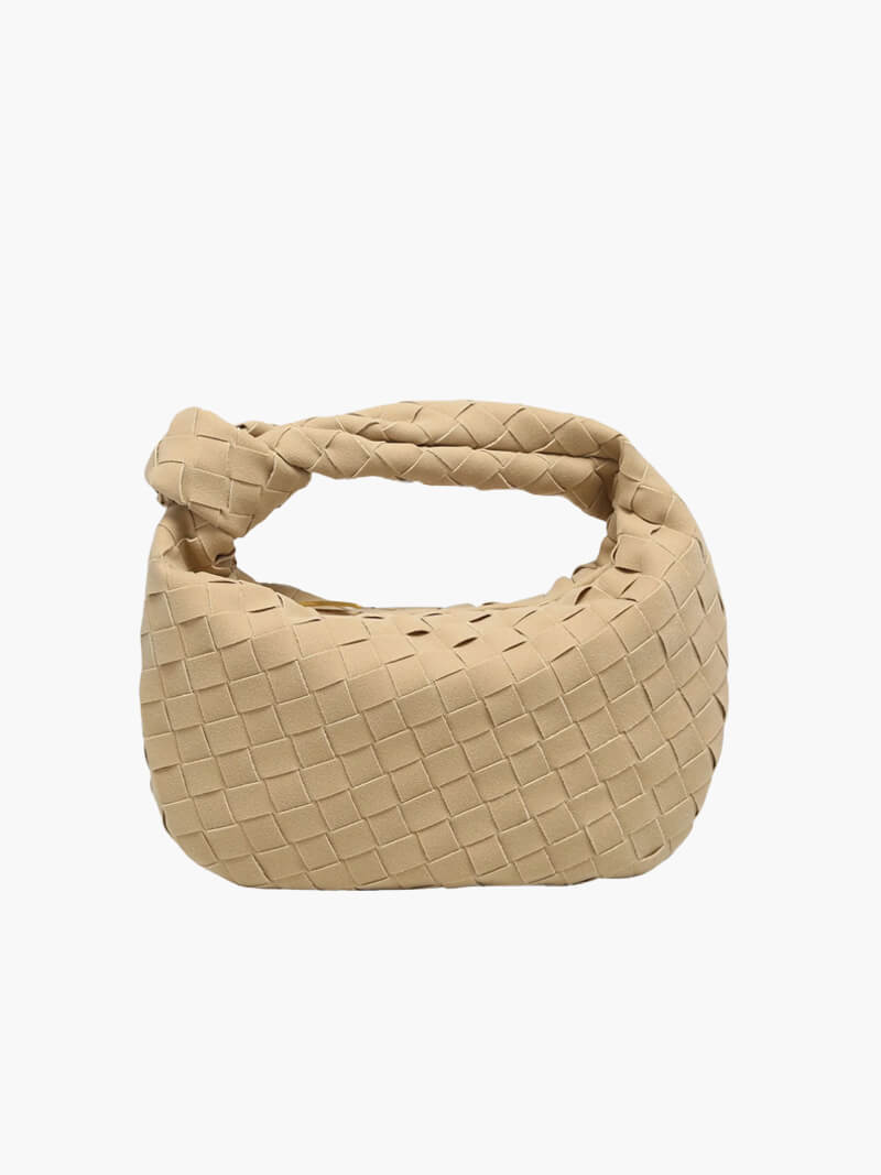 Veganistische Suède Schoudertas voor Dames met Knoopontwerp, Elegant en Compact