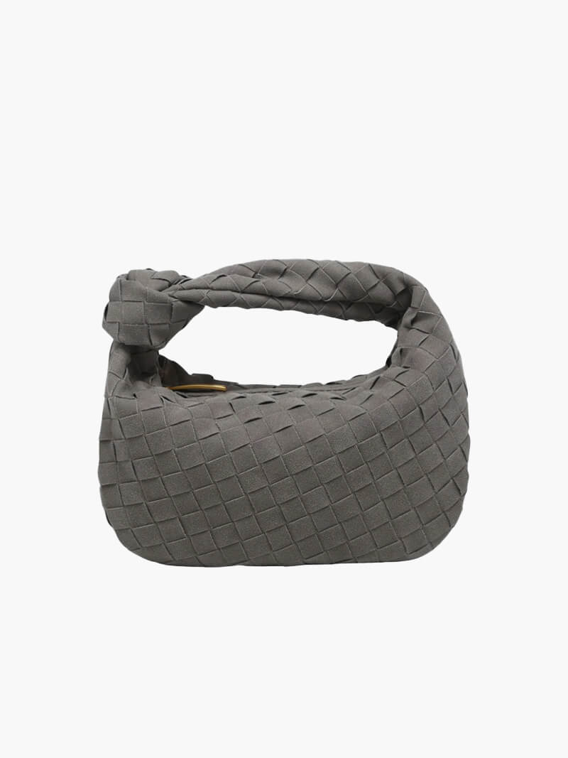Veganistische Suède Schoudertas voor Dames met Knoopontwerp, Elegant en Compact