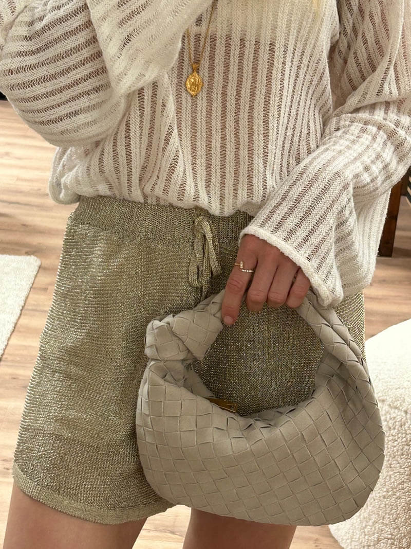 Veganistische Suède Schoudertas voor Dames met Knoopontwerp, Elegant en Compact