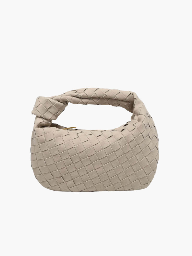Veganistische Suède Schoudertas voor Dames met Knoopontwerp, Elegant en Compact