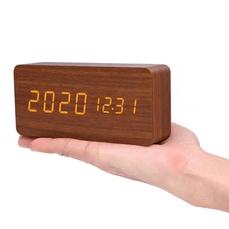WOODSENSE – LED-houten klok met spraakbesturing voor stijlvolle tijdsaanduiding