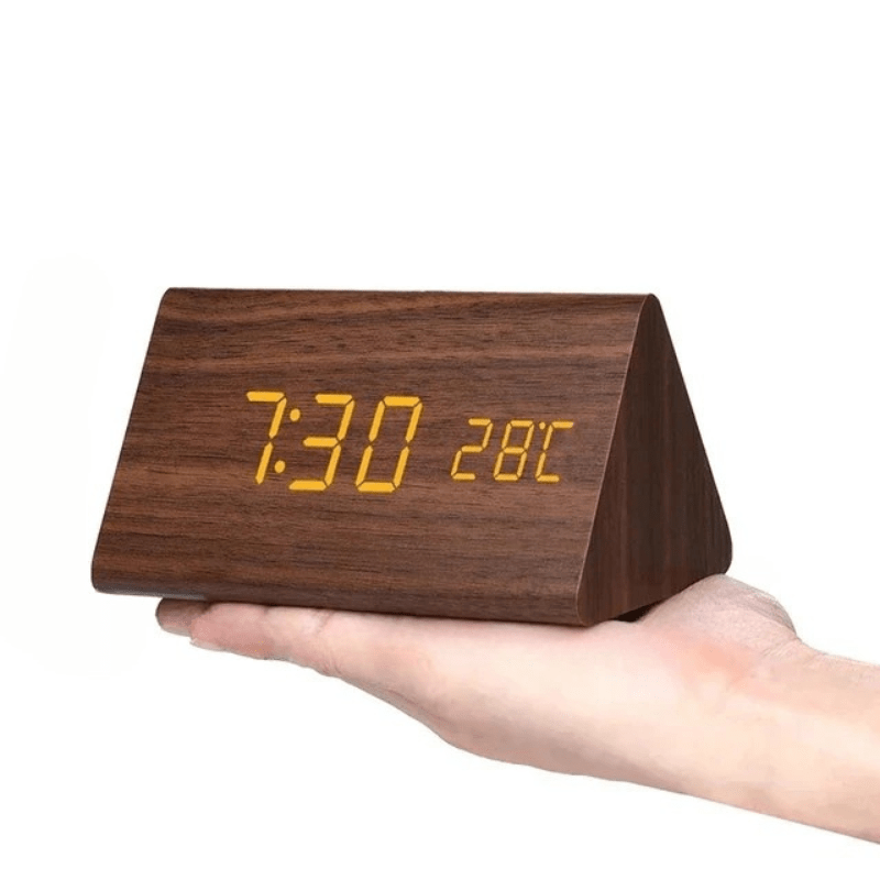 WOODSENSE – LED-houten klok met spraakbesturing voor stijlvolle tijdsaanduiding