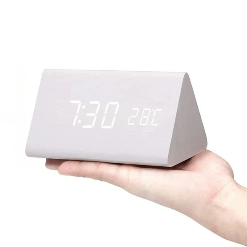 WOODSENSE – LED-houten klok met spraakbesturing voor stijlvolle tijdsaanduiding