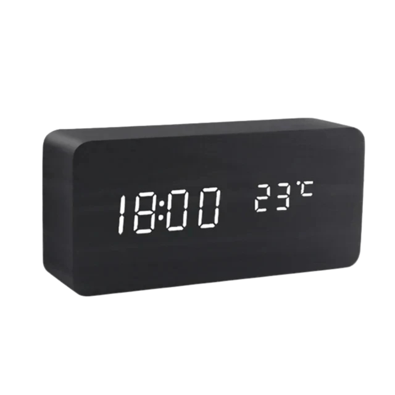 WOODSENSE – LED-houten klok met spraakbesturing voor stijlvolle tijdsaanduiding