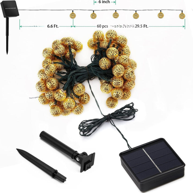 Marokkaanse Solar Lichtslinger – 12 m, 100 Waterdichte LED-lampen