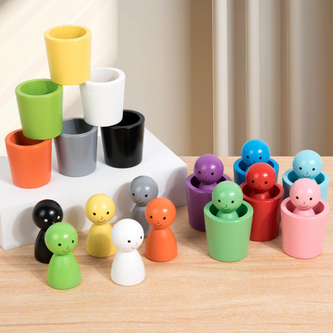 Montessori Kleuren Sorteerbekers Leerzaam Houten Spel