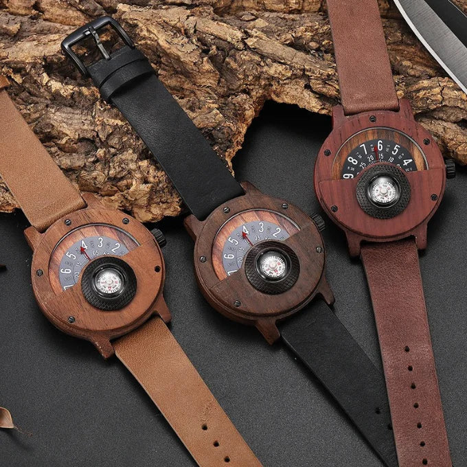 RAMON - HOUTEN HORLOGES MET LEEREN BAND