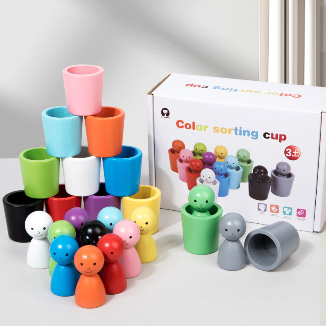 Montessori Kleuren Sorteerbekers Leerzaam Houten Spel