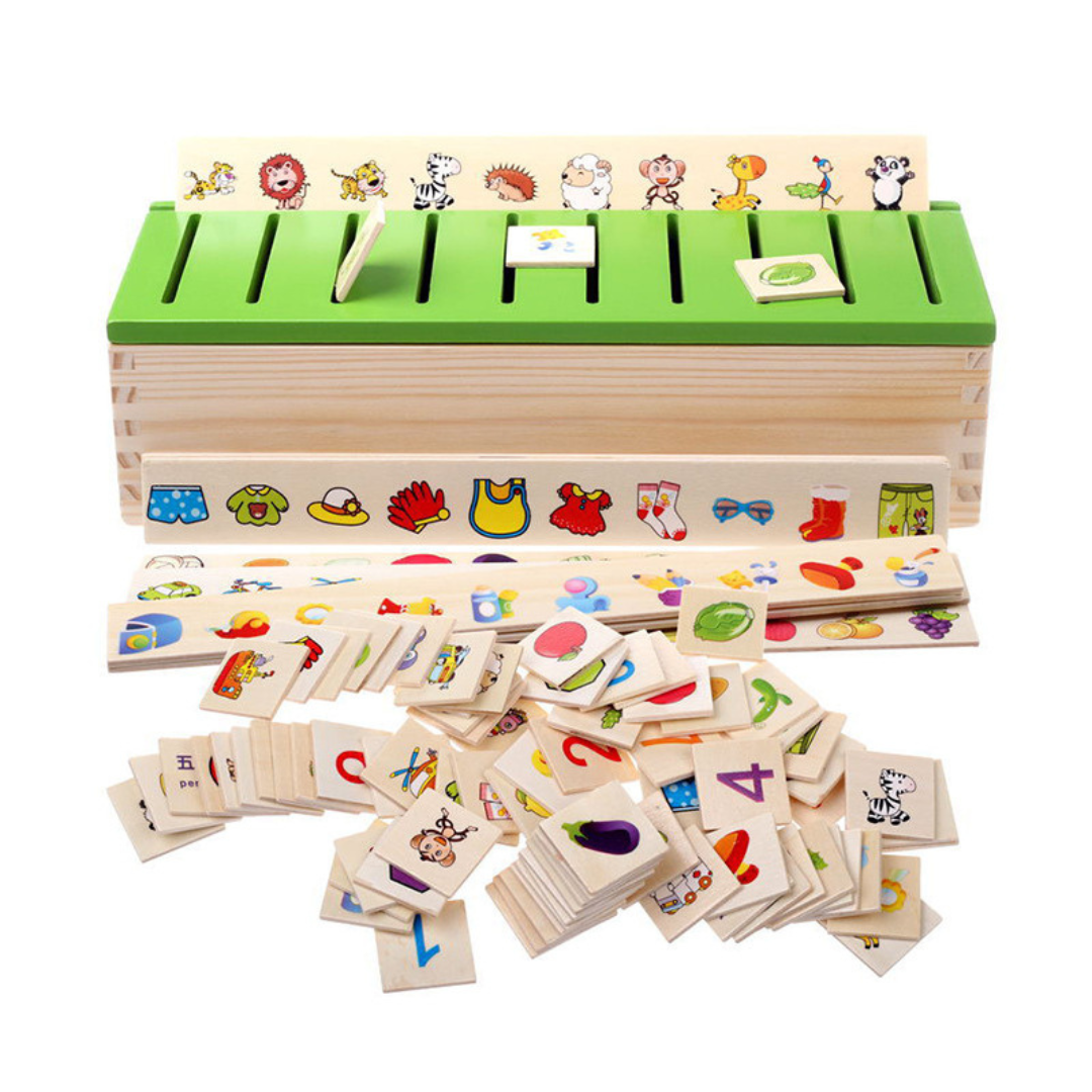 Montessori Houten Doos voor Sorteren Leren