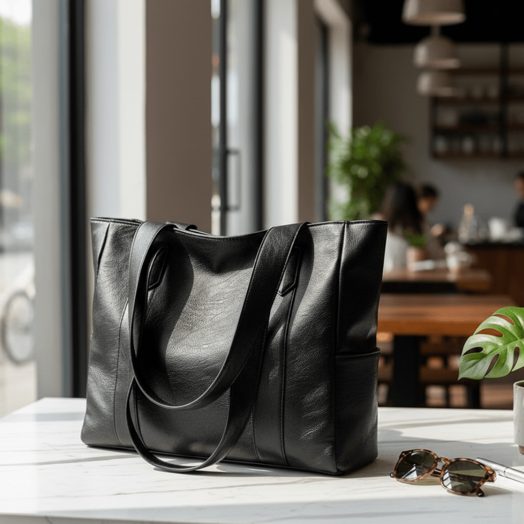 Elegante leren schoudertas in retro-stijl met een gladde afwerking