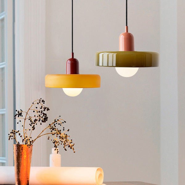 Bauhaus Gekleurde Glazen Hanglamp voor Moderne Interieurs