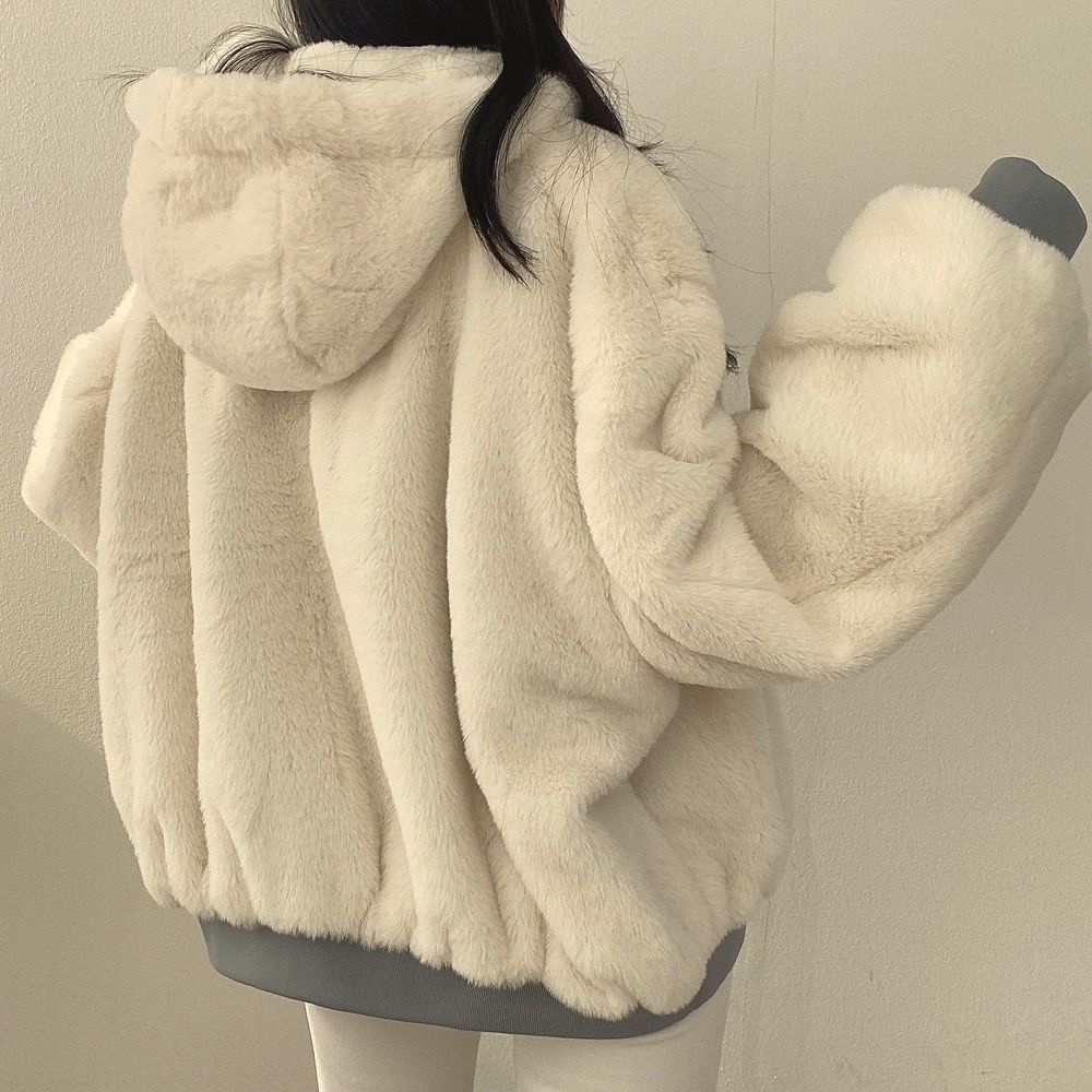 Omkeerbare Fleece Damesjas – Warme lichte Winterjas met Kapuze