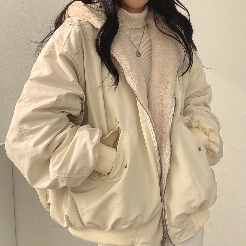 Omkeerbare Fleece Damesjas – Warme lichte Winterjas met Kapuze