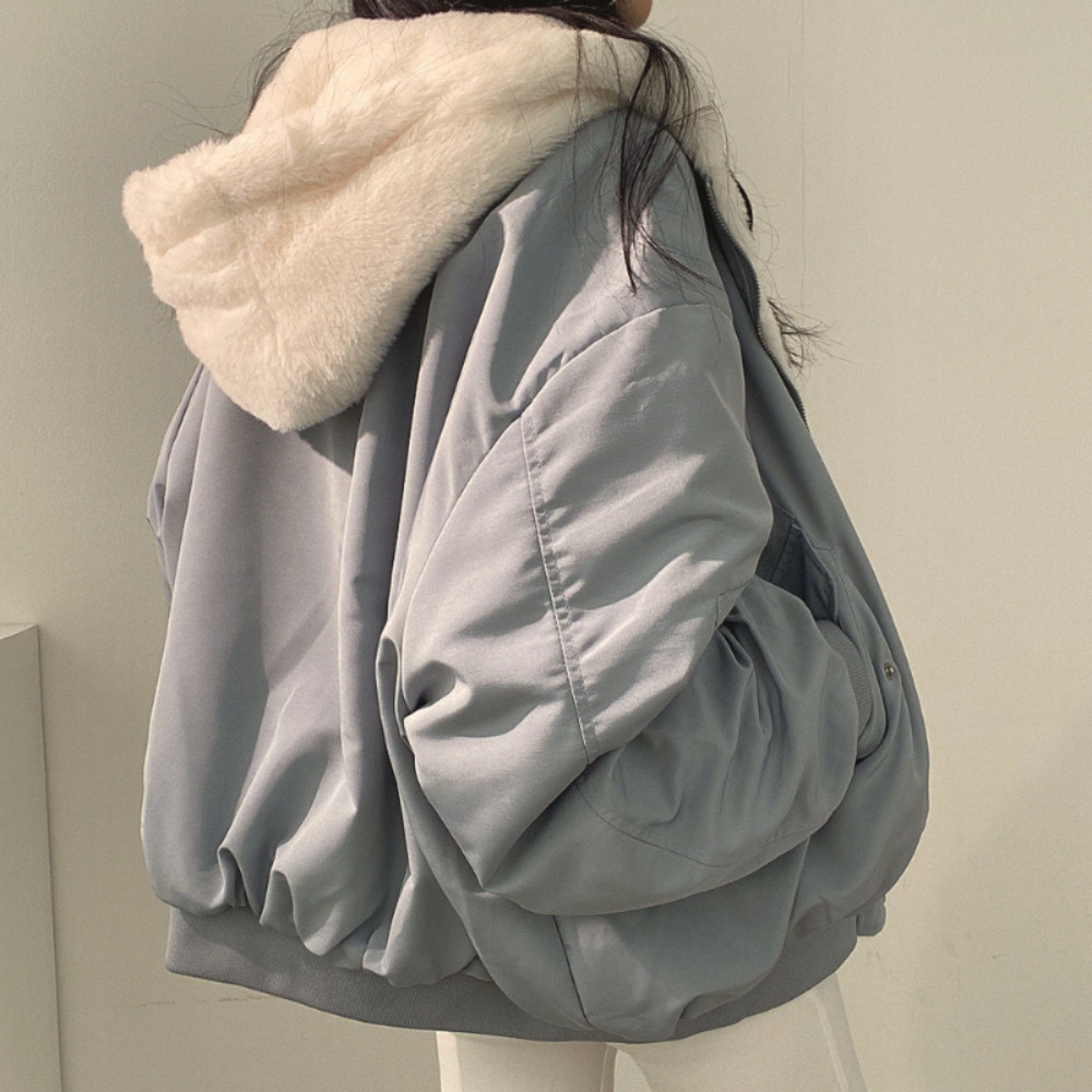 Omkeerbare Fleece Damesjas – Warme lichte Winterjas met Kapuze