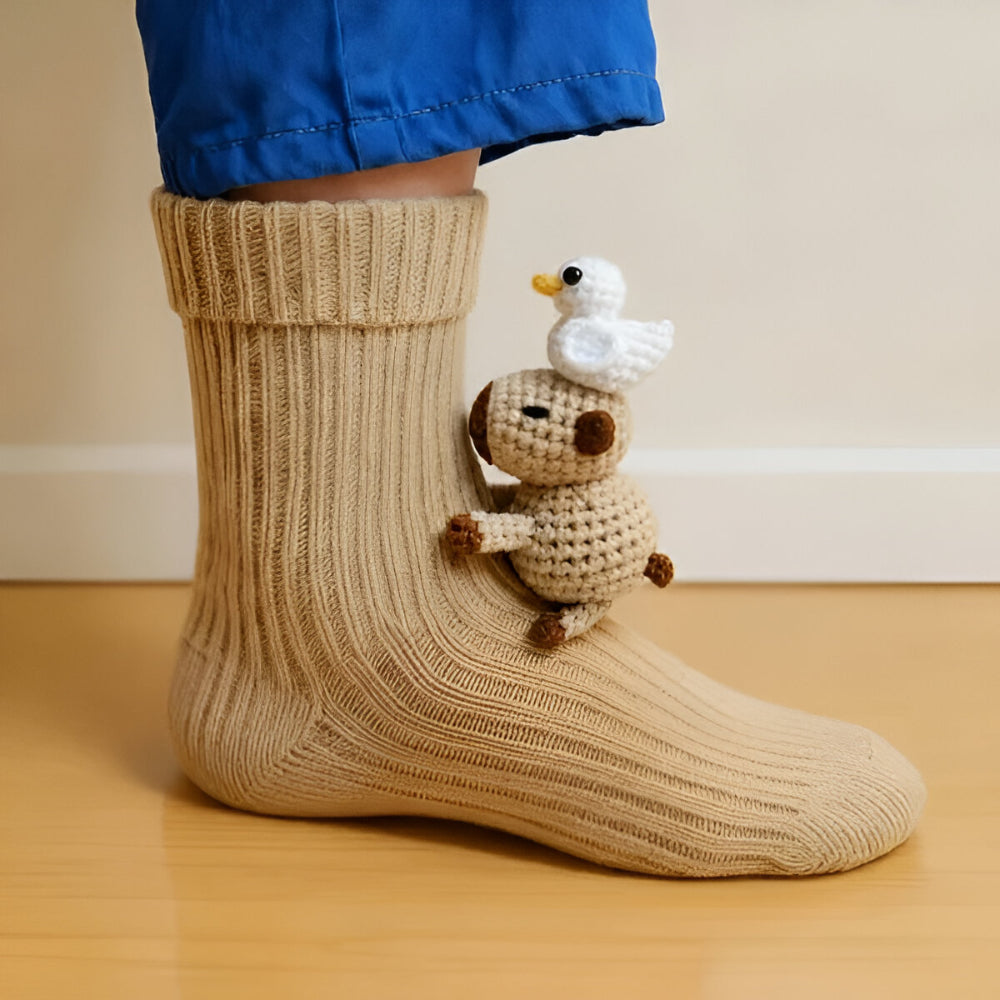 KnusStep Warme Dier-Sokken van Pluche – Antislip Huissokken met 3D-Design