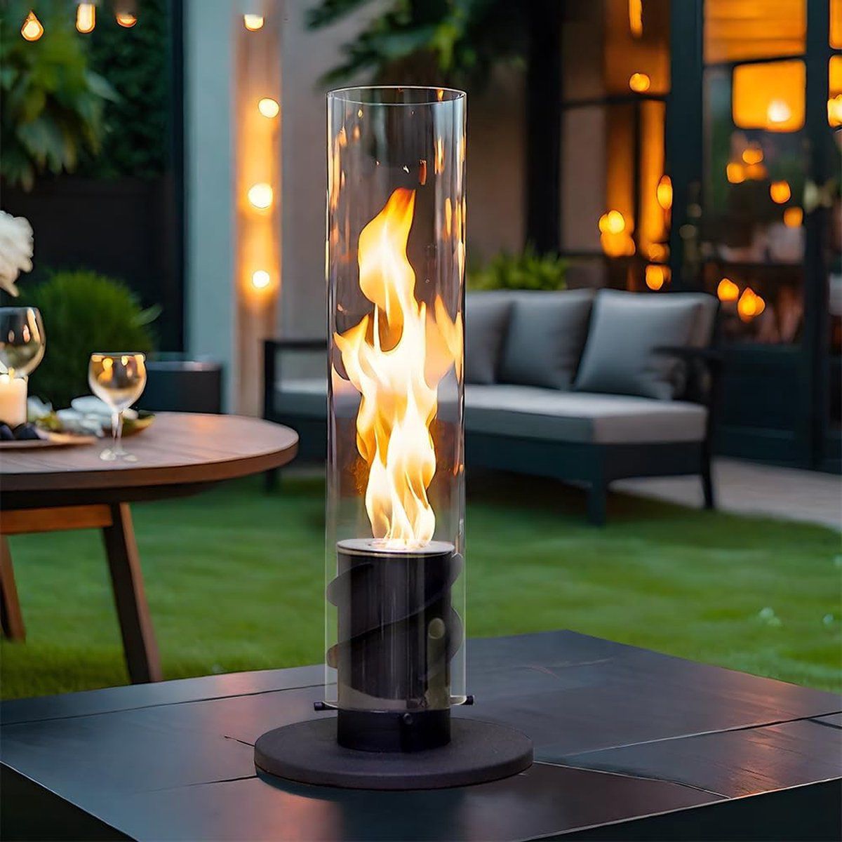 FlameGlow - Moderne tafelhaard met instelbare vlammen voor een gezellige sfeer