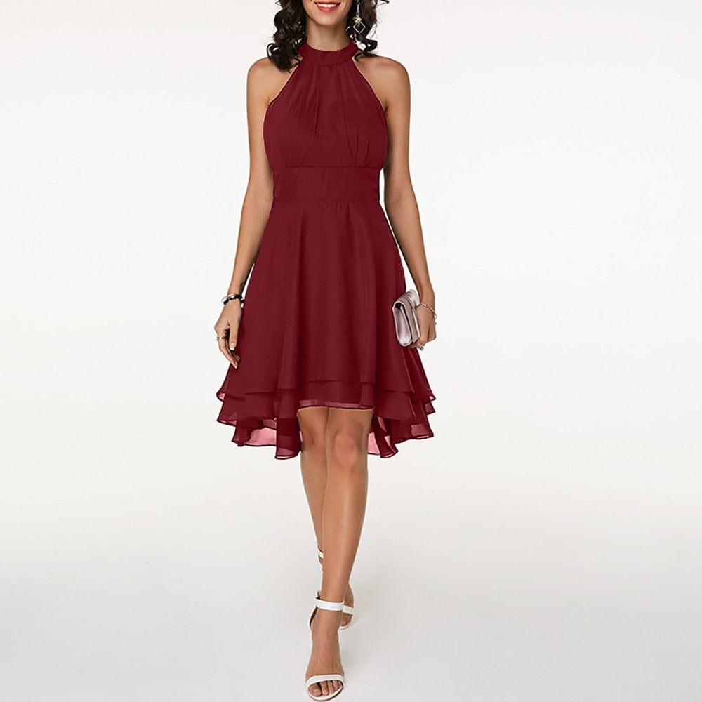 ChicAura Midi-Cocktailjurk | Elegante Halterontwerp voor Tijdloze Stijl en Draagcomfort