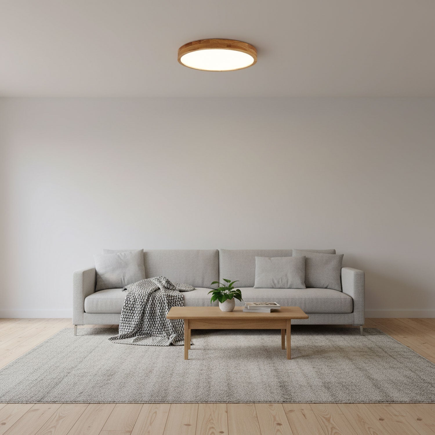 Moderne Scandinavische Ronde Houten LED Plafondlamp 1-Licht