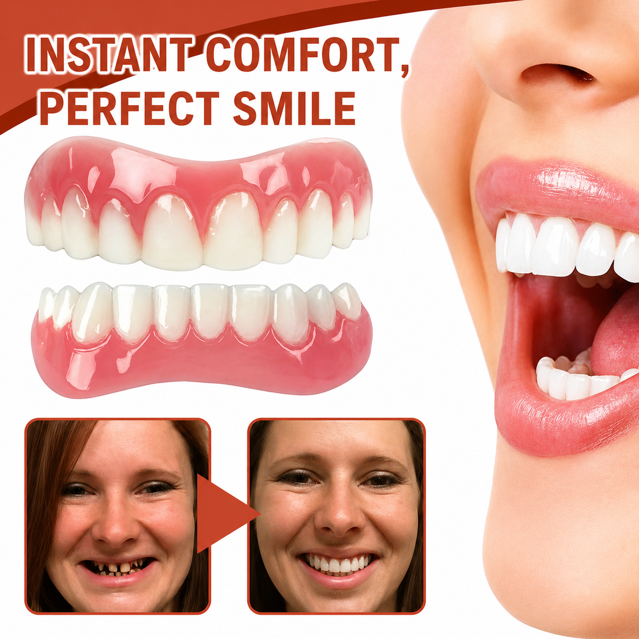 Tandprothese | Zacht Siliconen Kussen | Antislip Zit zonder Drukpunten | SecureSmile
