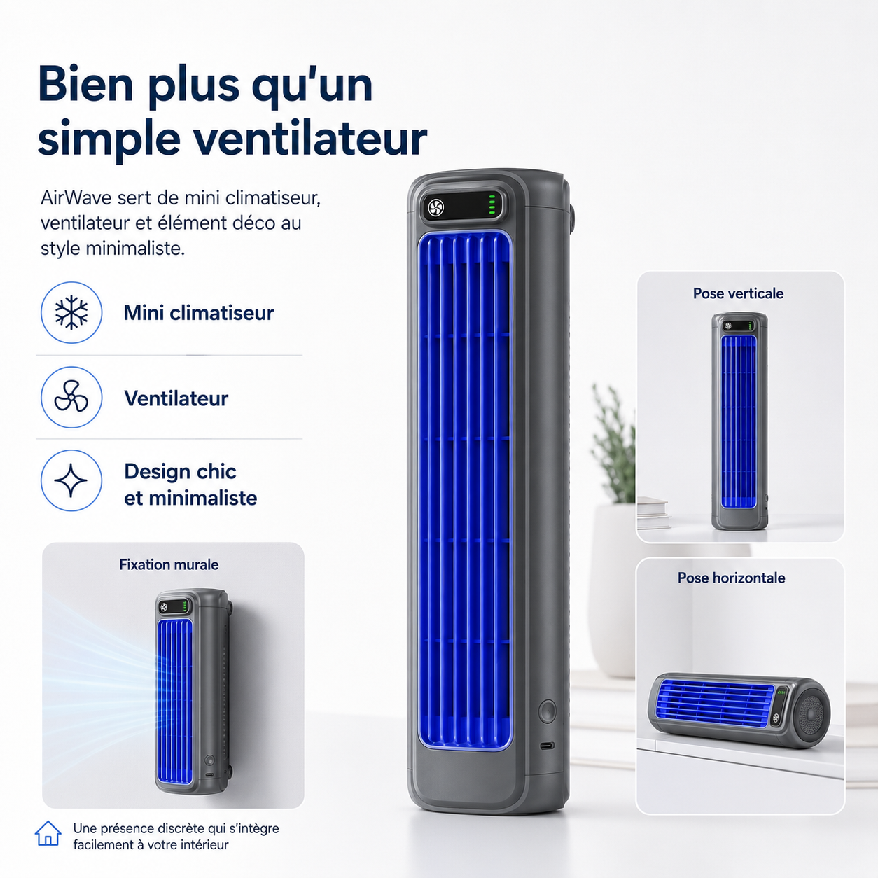 AirWave – Draagbare Oplaadbare Airconditioner met 12 Uur Accuduur