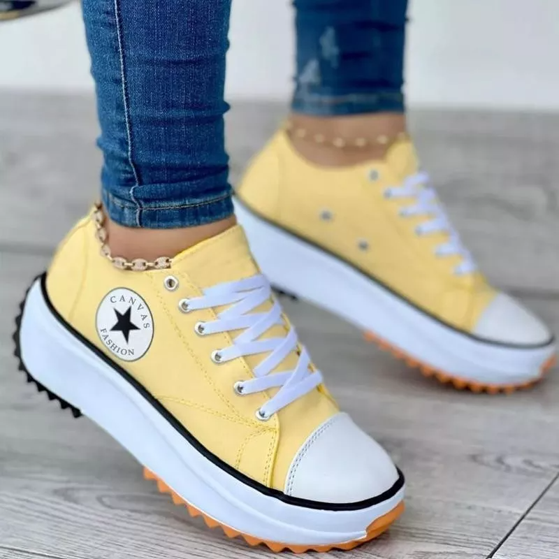 Drune Sneaker Dames dikke Zool Vetersluiting