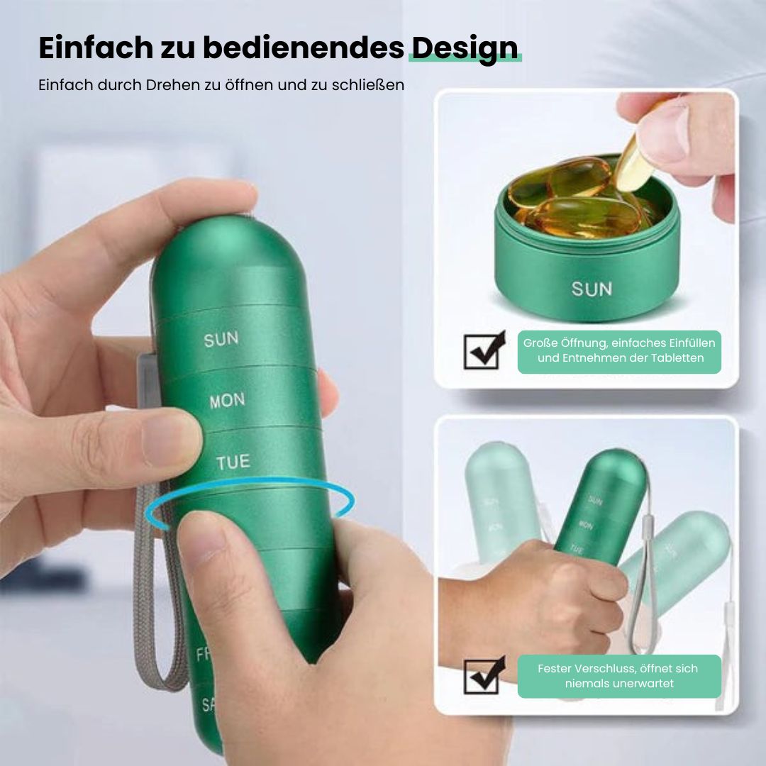 Aluminium Opbergdoos met 7 Vakjes | Reisdoos voor Tabletten & Vitaminen | AluBox