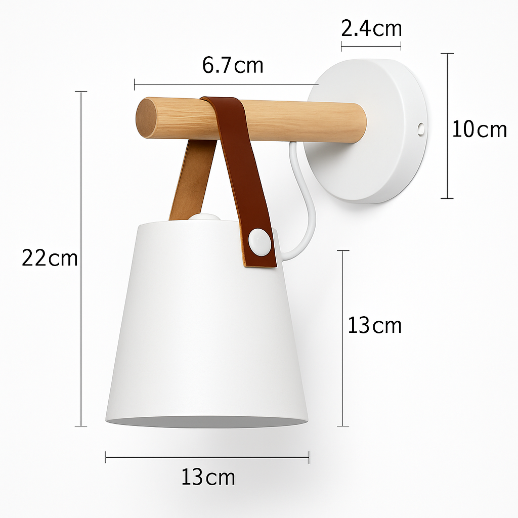 Wandlamp van hout met hangende kap