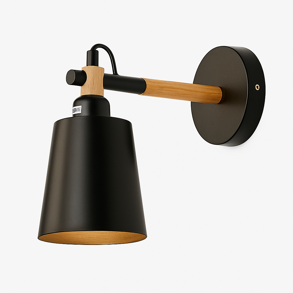 Wandlamp LED van hout en metaal in Nordic-stijl