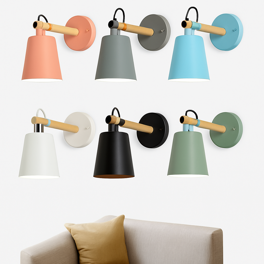 Wandlamp LED van hout en metaal in Nordic-stijl