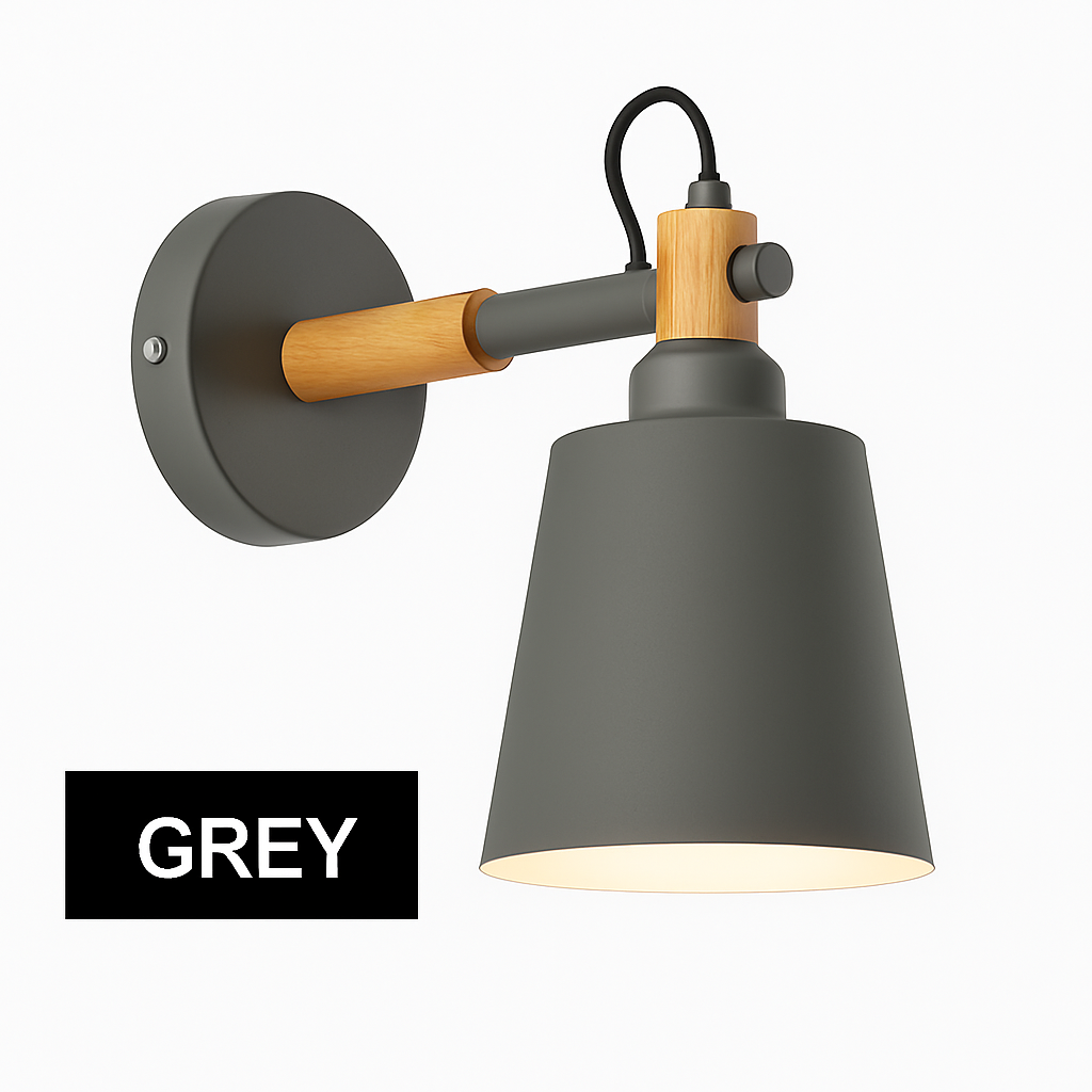 Wandlamp LED van hout en metaal in Nordic-stijl
